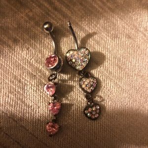 2 heart drop belly buttons